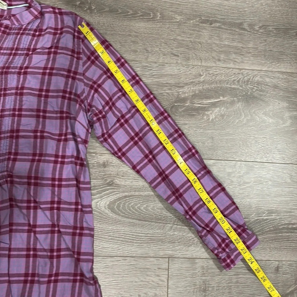 L.L. Bean Plaid Flannel Button Down Pleated Long Sleeve Top S - Picture 10 of 16